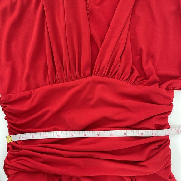 Boston Proper Womens Dress Size XSmall Red Long Sleeve Ruched Stretch Bodycon - Picture 10 of 10